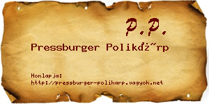 Pressburger Polikárp névjegykártya